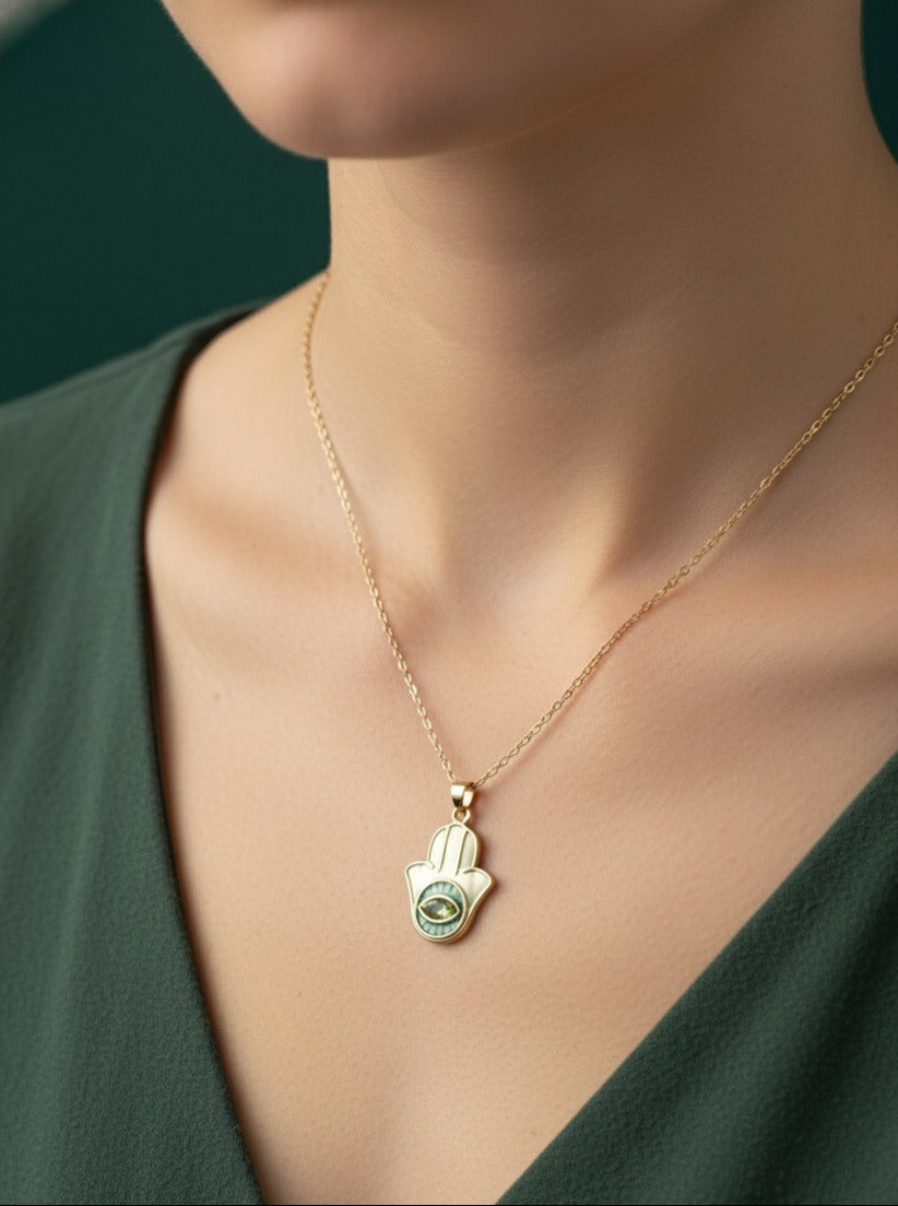 Golden Hamsa Aura Necklace