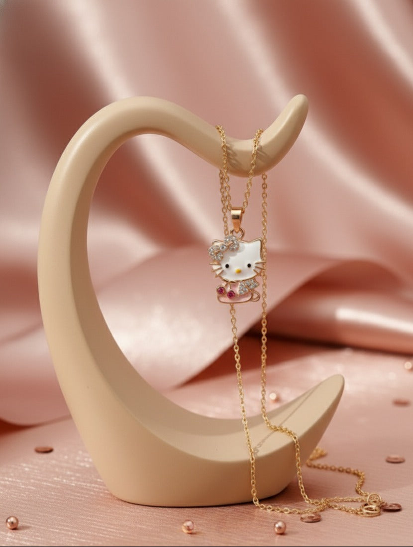 Sweet Bow Kitty Pendant Necklace