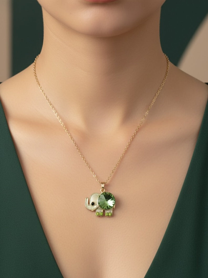 Crystal Elephant Pendant Necklace