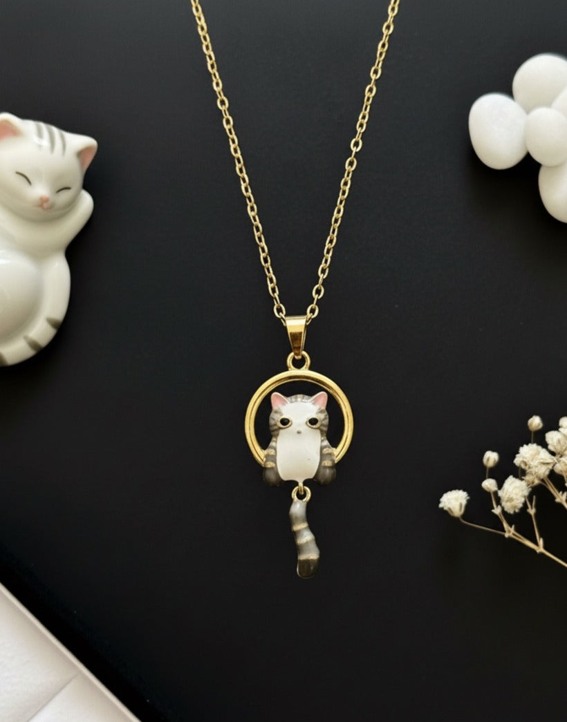 Whisker Charm Cat Pendant Necklace