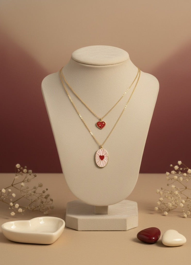 Dual-chain Heart Charms Necklace