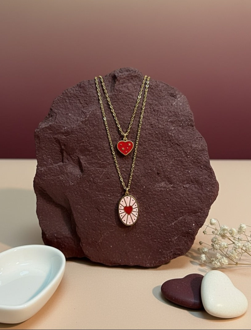 Dual-chain Heart Charms Necklace