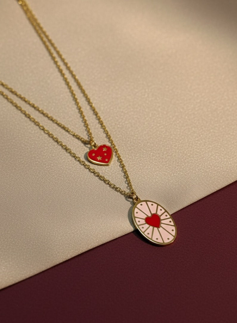 Dual-chain Heart Charms Necklace
