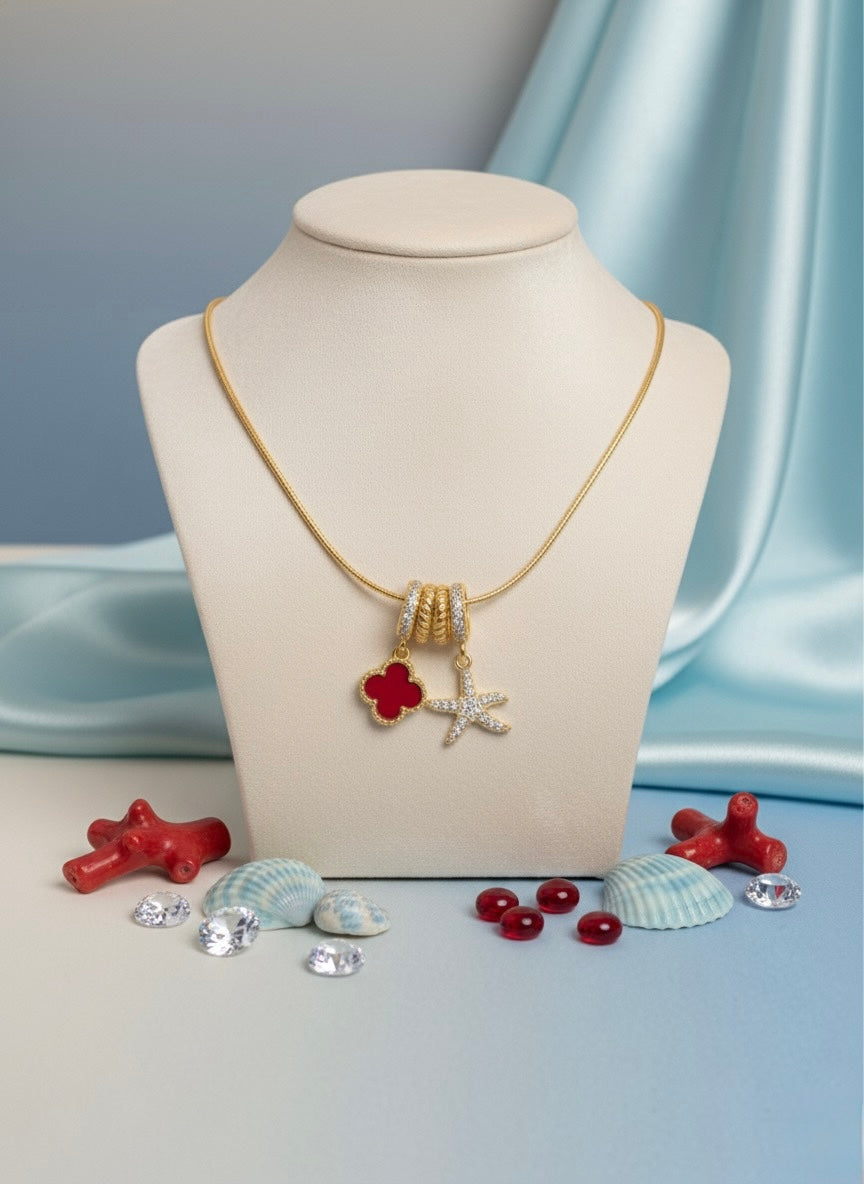 Red Clover Starfish Necklace