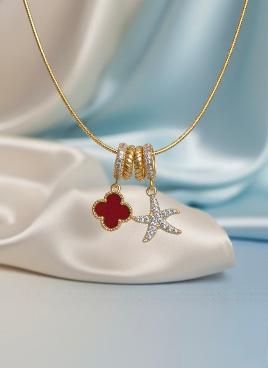 Red Clover Starfish Necklace