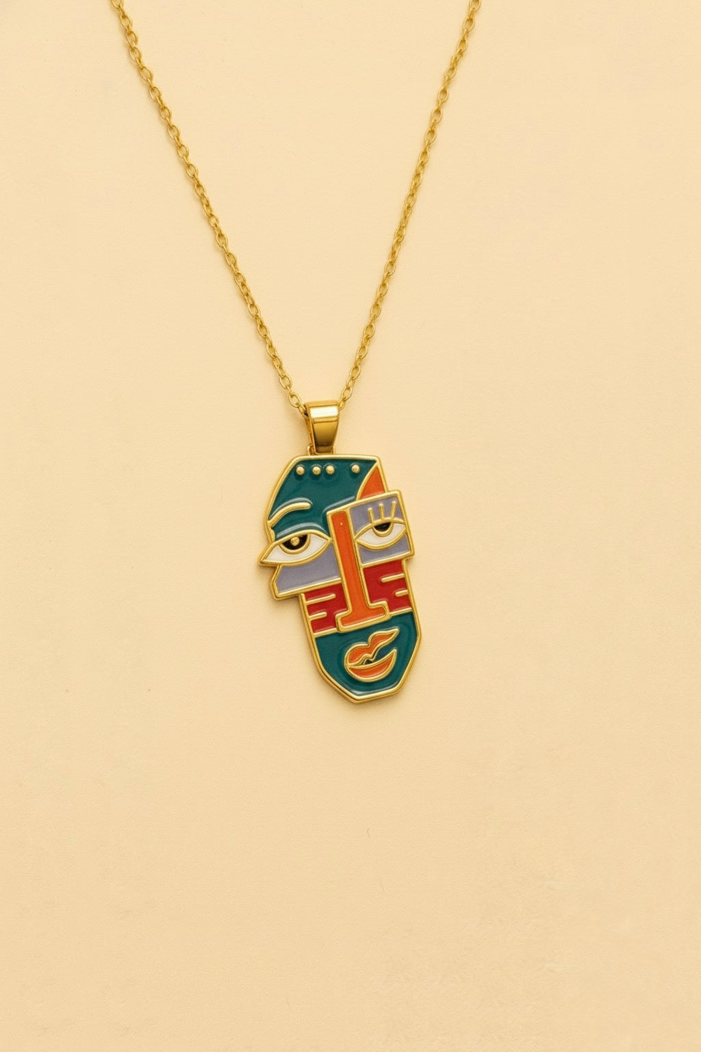 Abstract Art Face Pendant Necklace