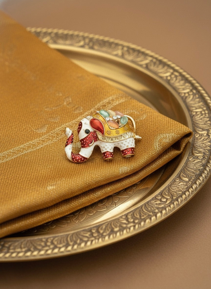 Regal Elephant Enamel Brooch