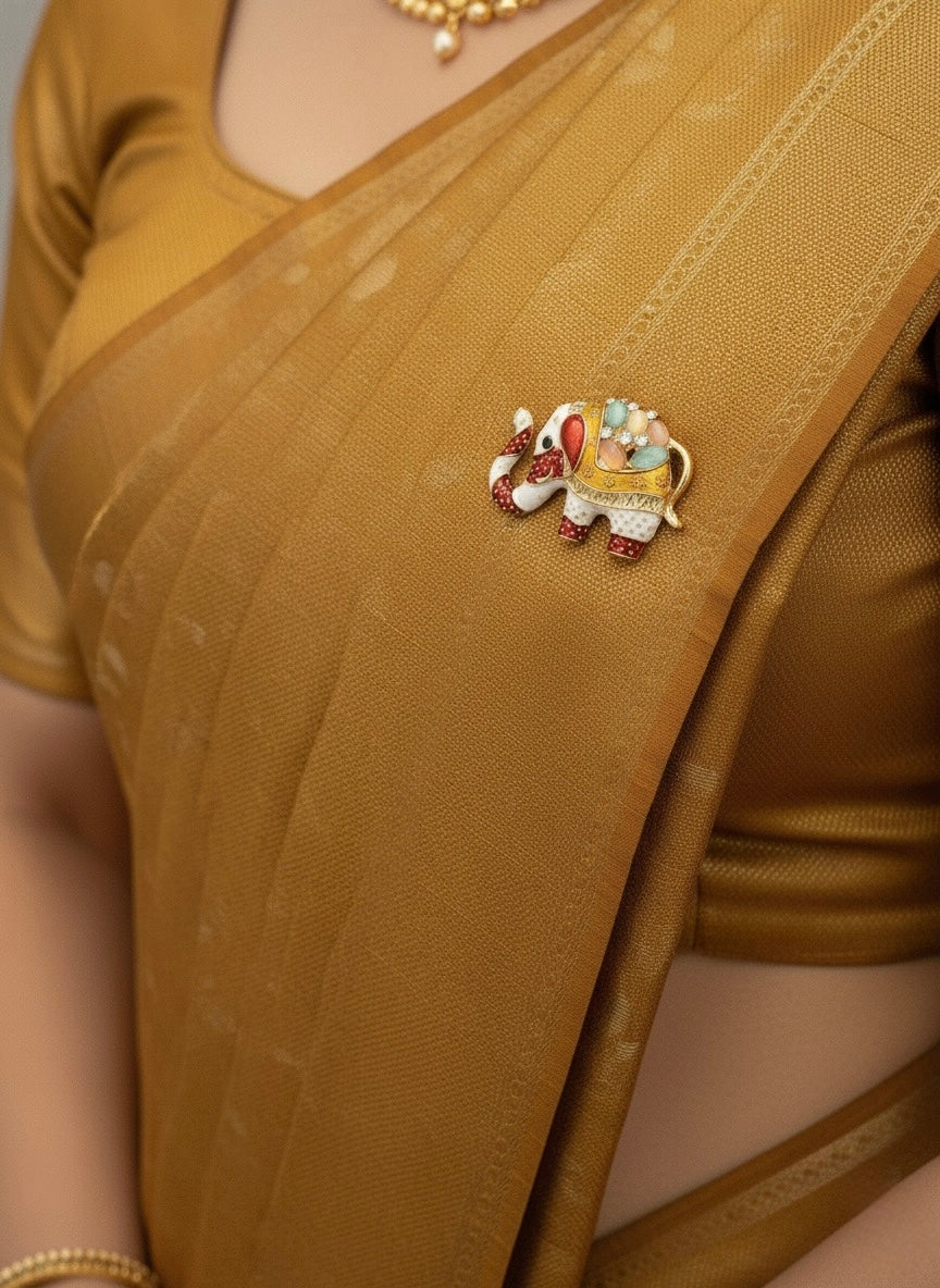 Regal Elephant Enamel Brooch