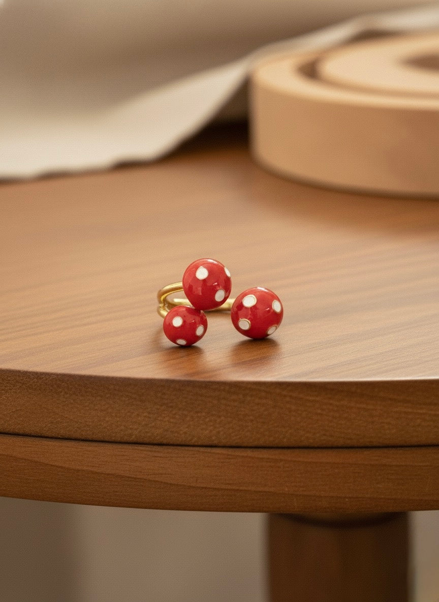 Playful Polka Mushroom Ring
