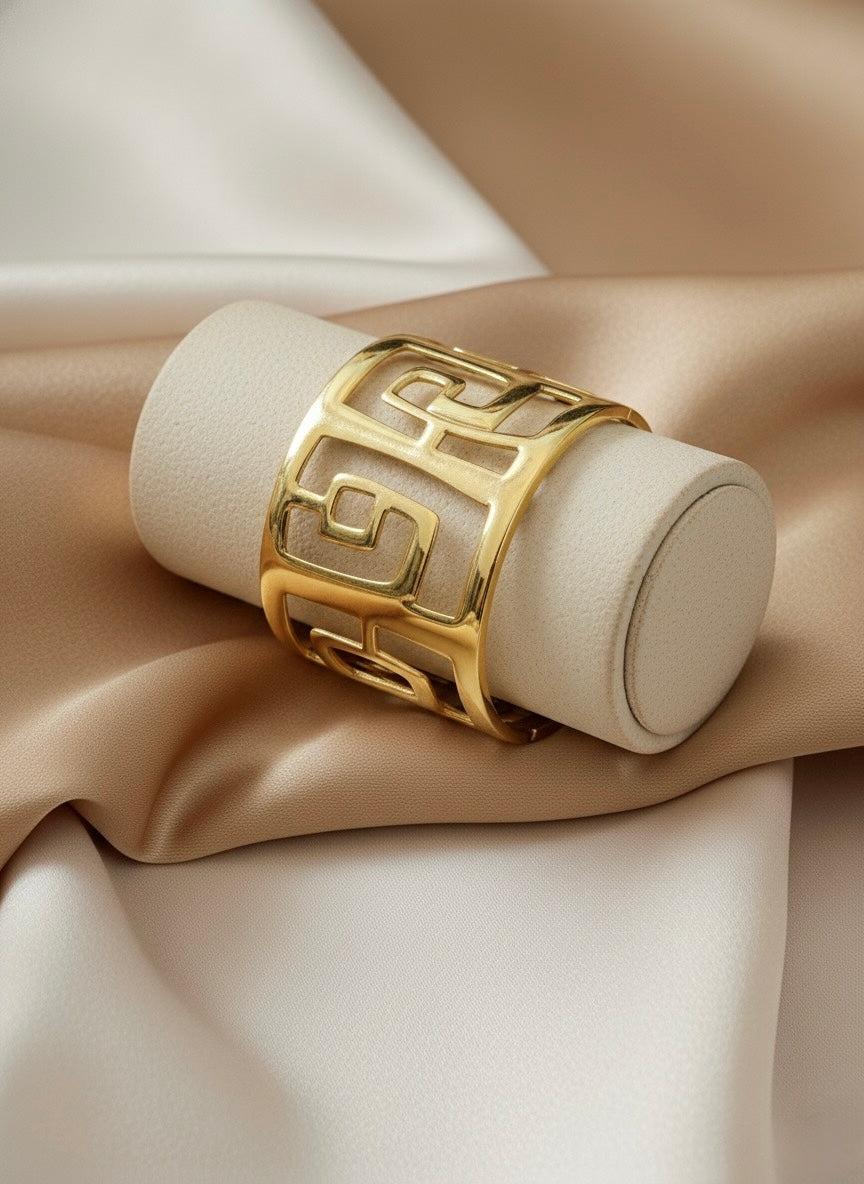 Golden Maze Cuff Bracelet