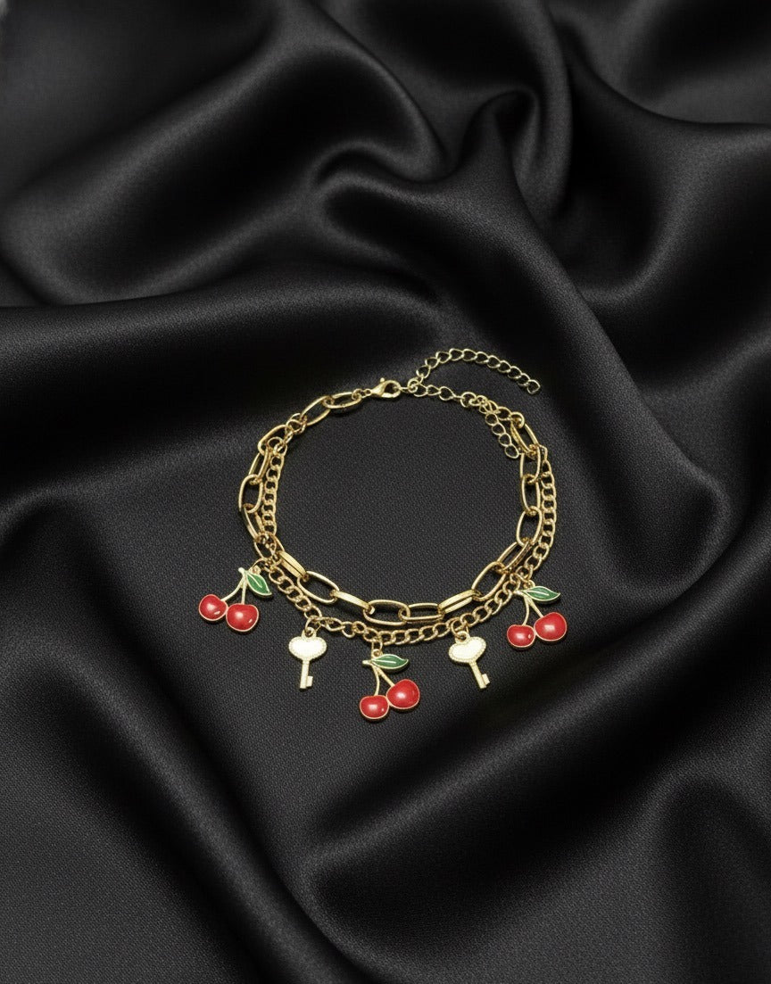 Cherry Key Charm Bracelet