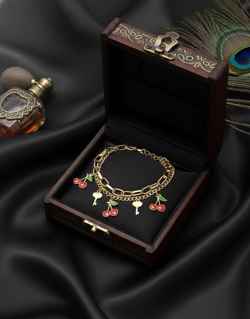 Cherry Key Charm Bracelet