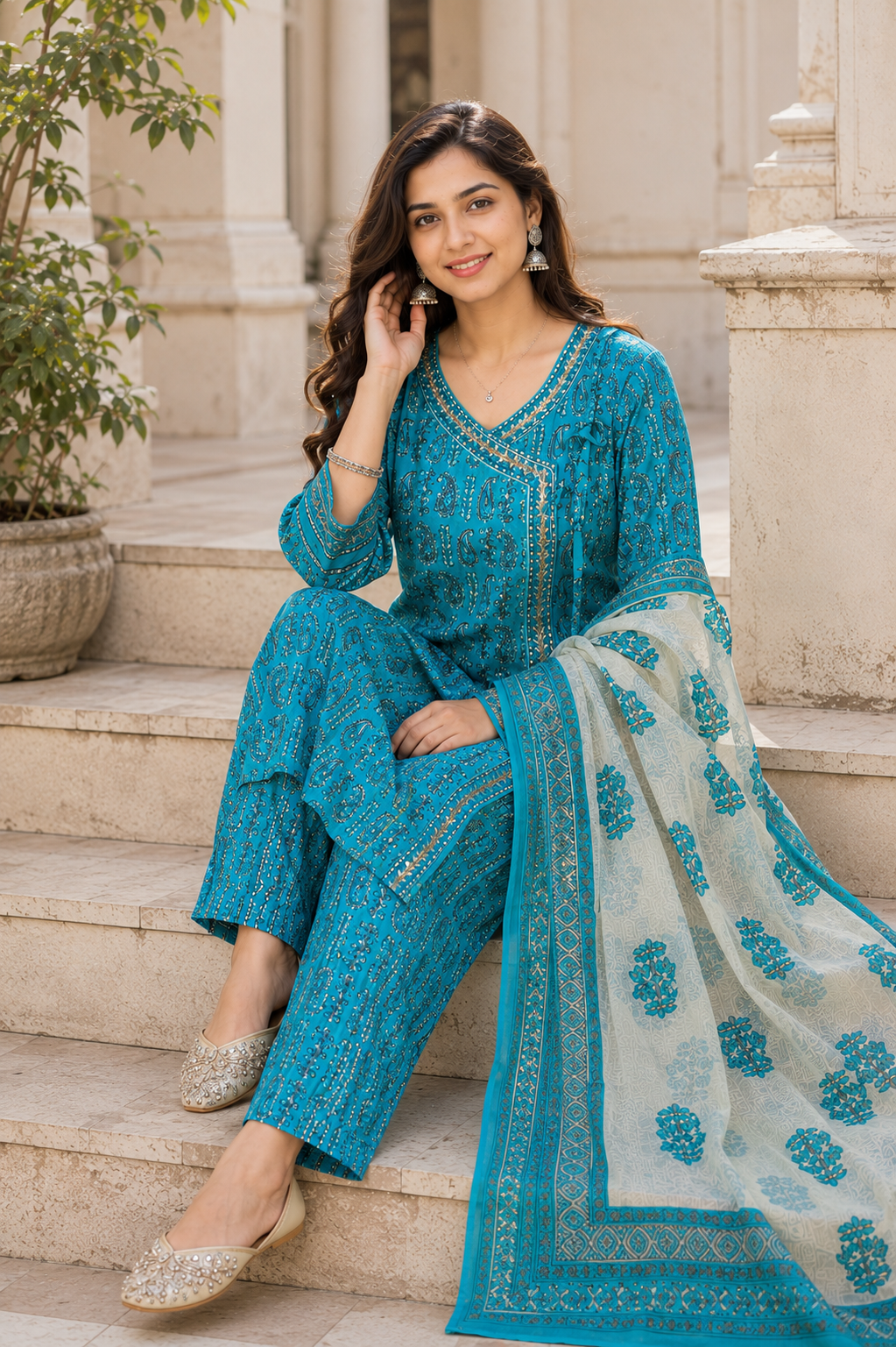 Everyday Blue Printed Suit Set