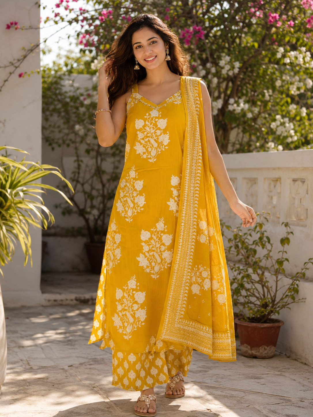 Sunshine Floral Cotton Suit Set