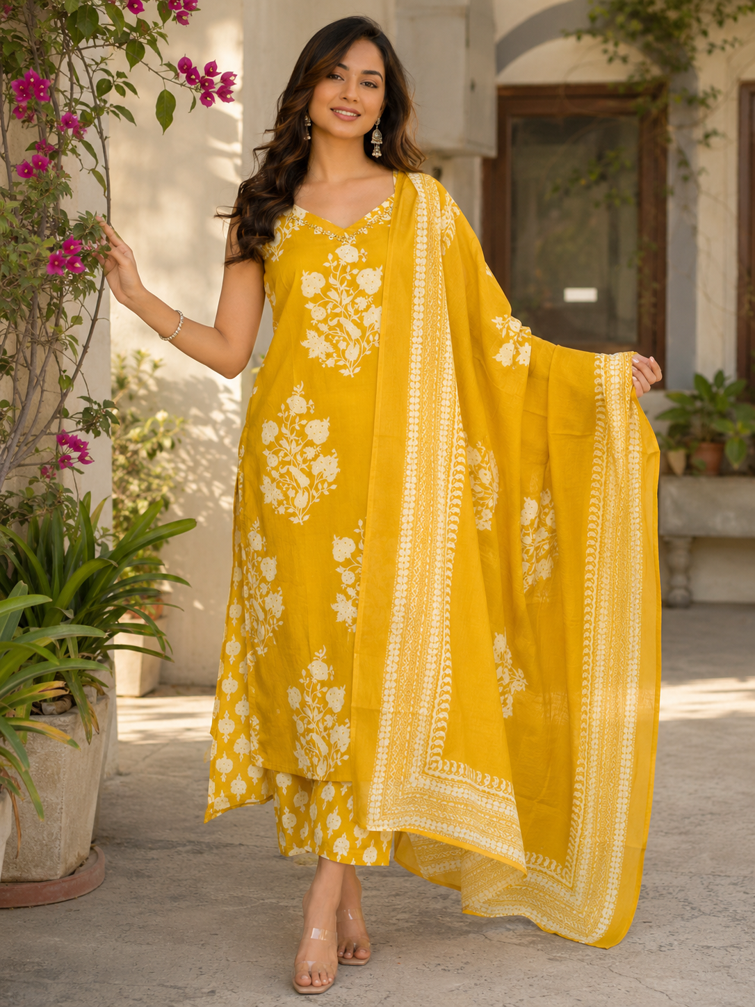 Sunshine Floral Cotton Suit Set
