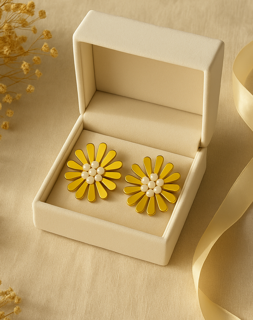 Golden Daisy Bloom Studs
