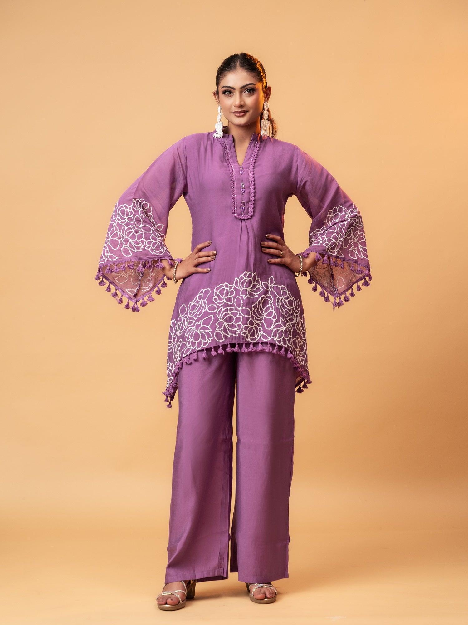 Lavender Tassel Flared Co-ord Set