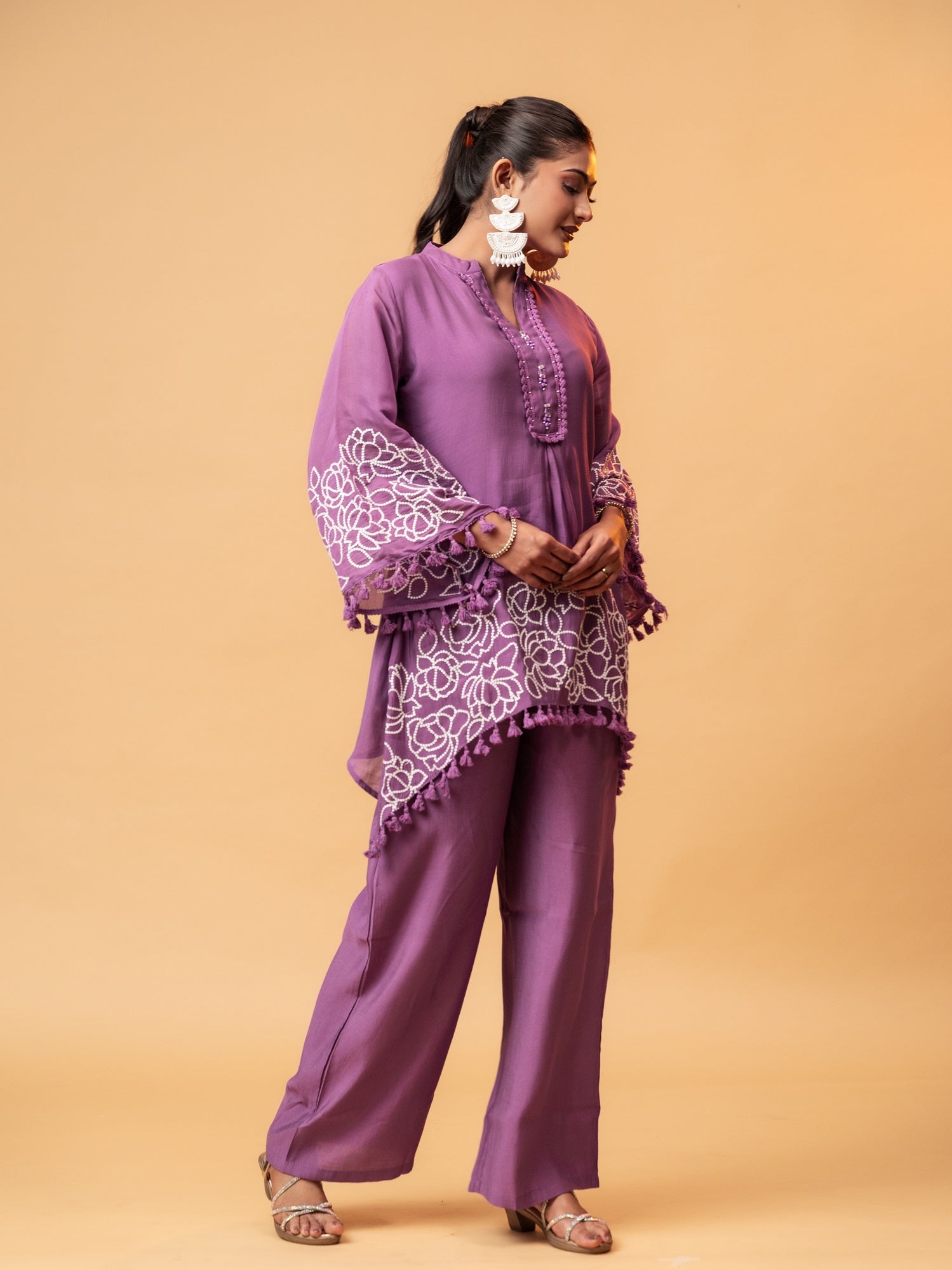 Lavender Tassel Flared Co-ord Set