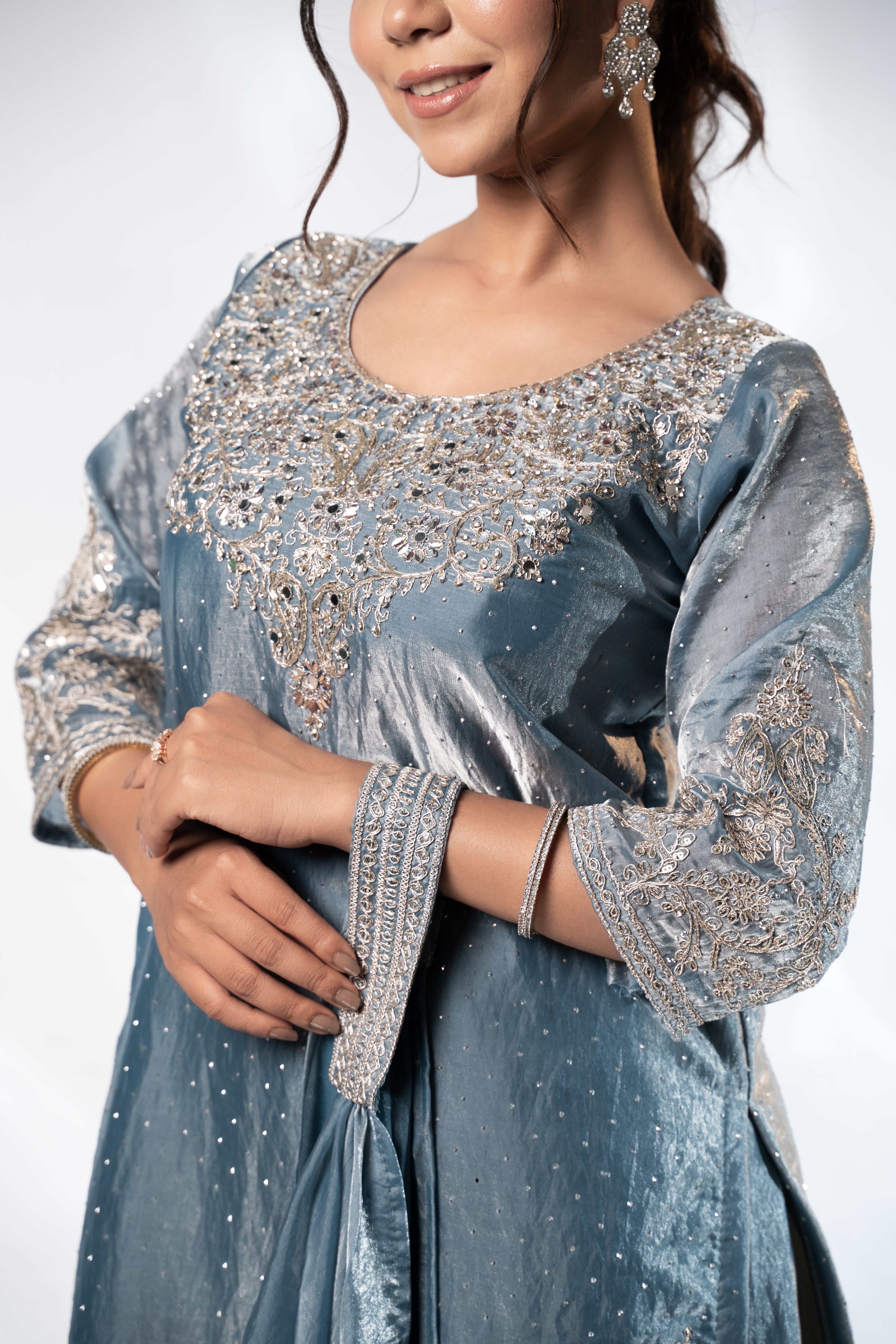 Luxe Glitter Zari-Embroidered Sharara Suit Set