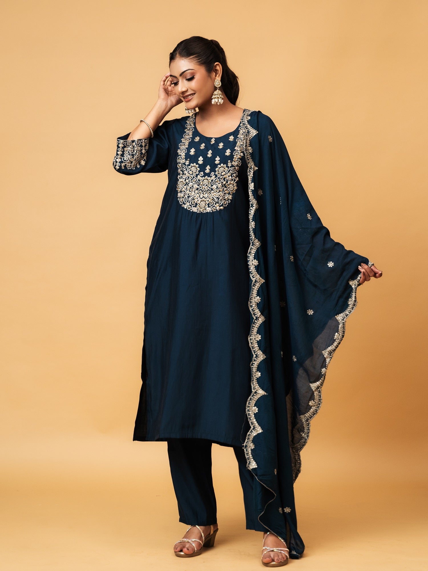 Elegant Zari-Embroidered Suit Set