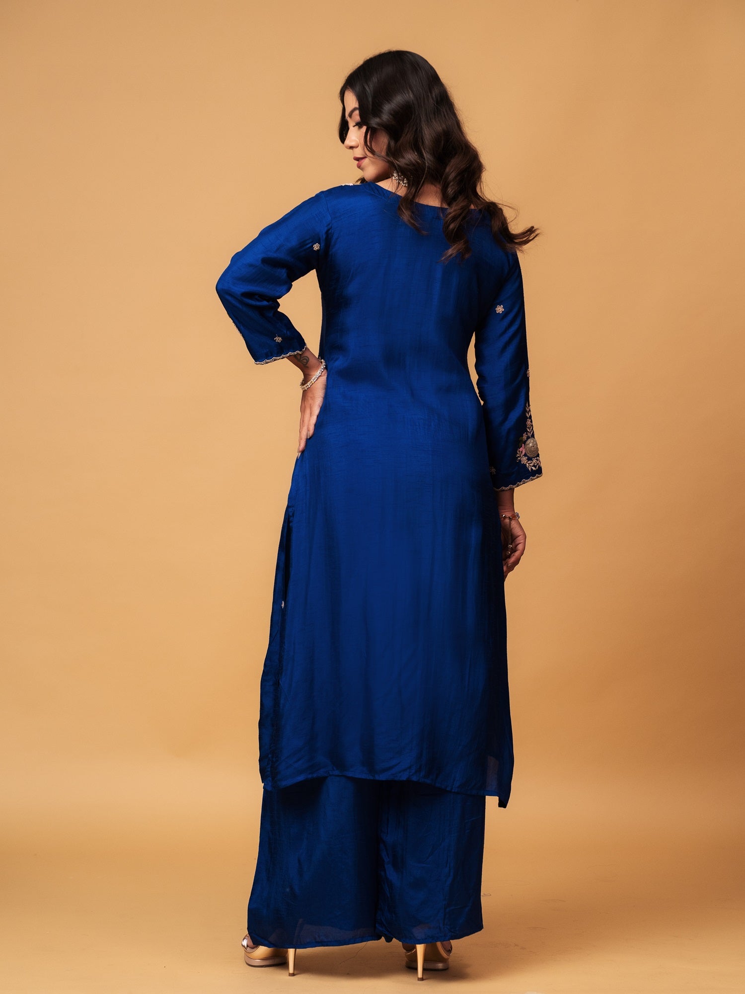 Rich Royal Blue Embroidered Suit Set