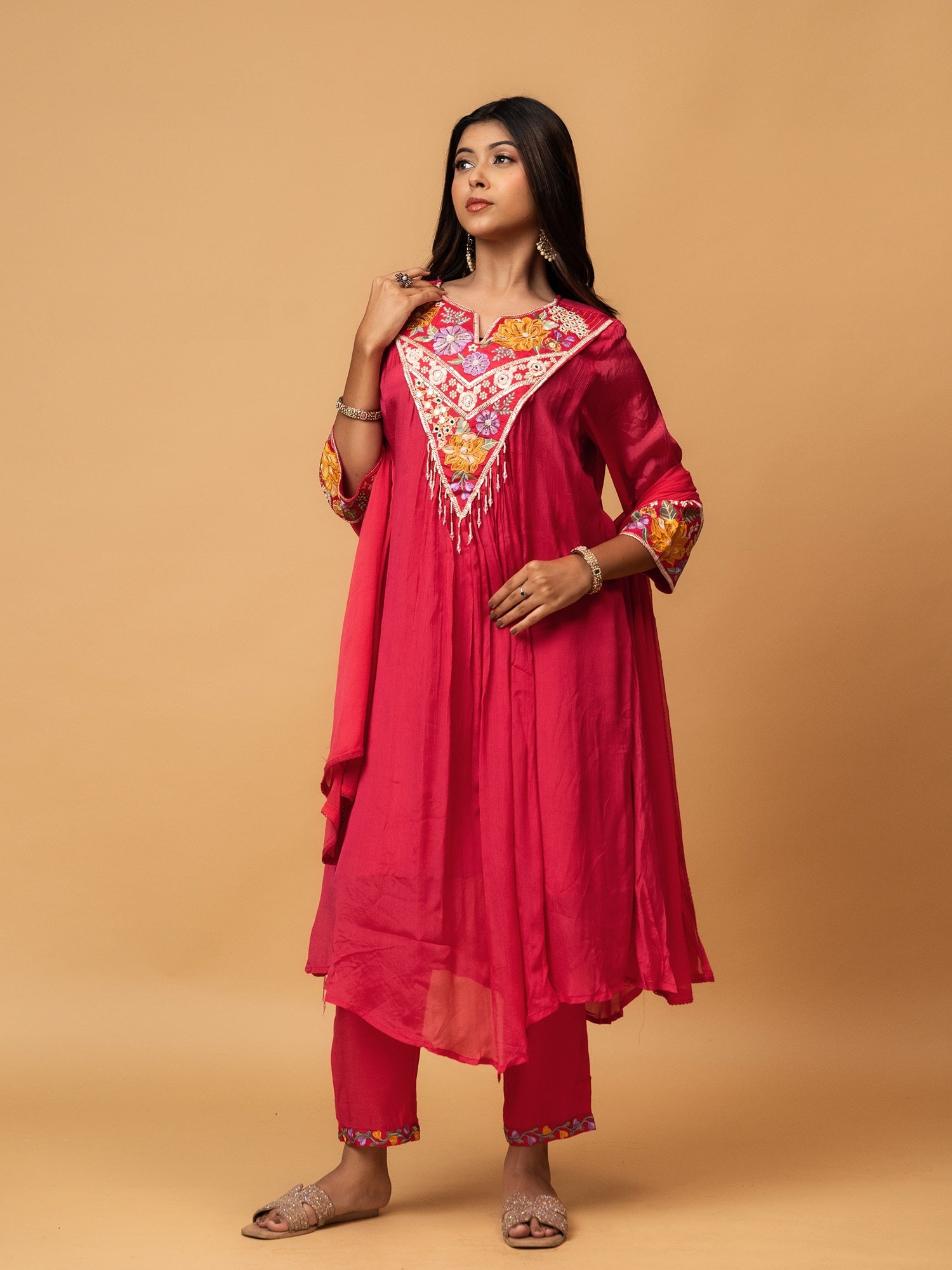 Pink Embroidered Suit Set