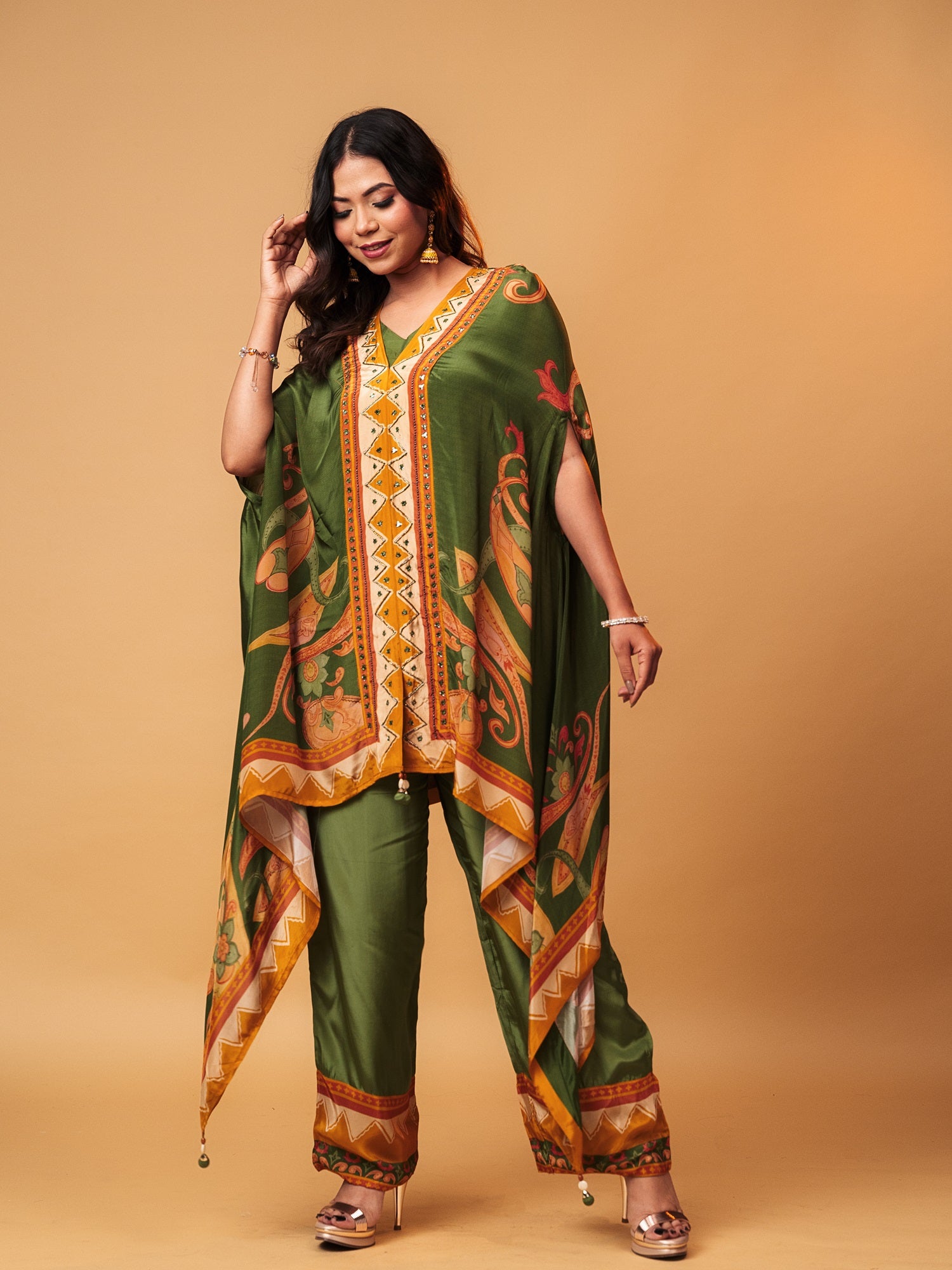 Forest Royale Printed Kaftan Co-ord Set