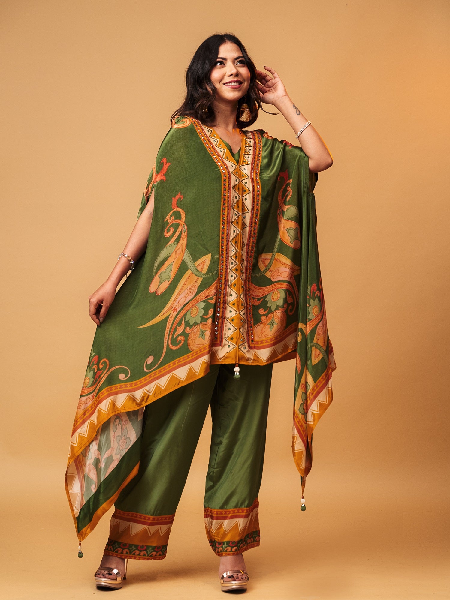 Forest Royale Printed Kaftan Co-ord Set