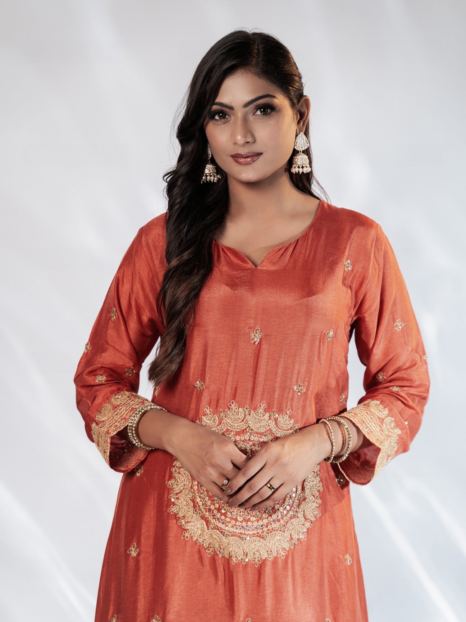Rust Orange Ethnic Suit Set