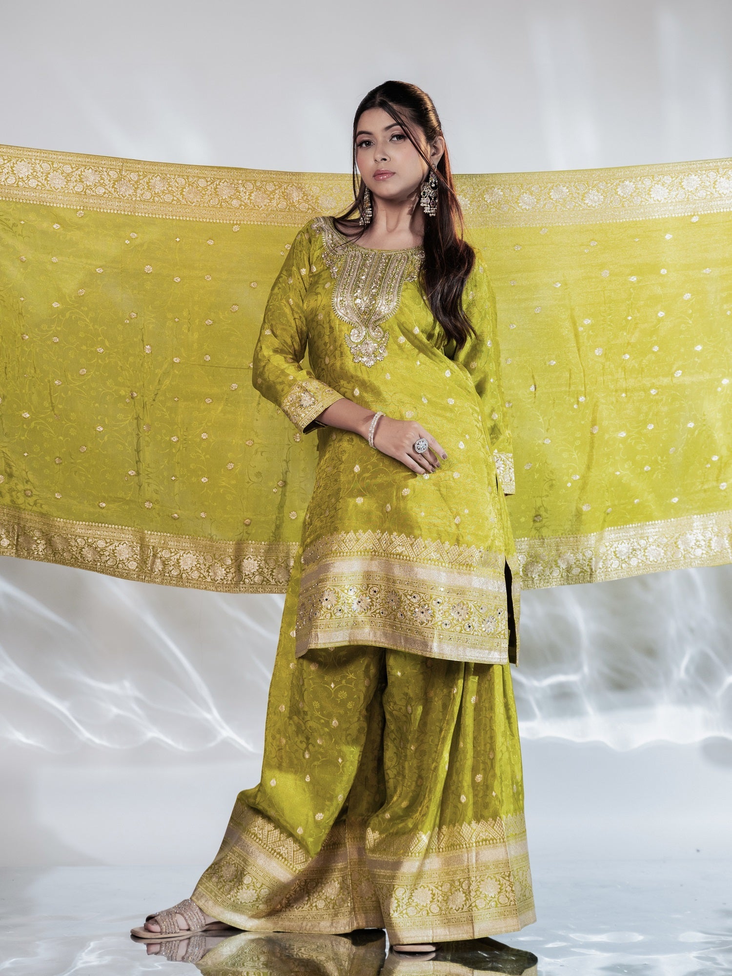 Zari-Weave Banarasi Festive Sharara Suit Set