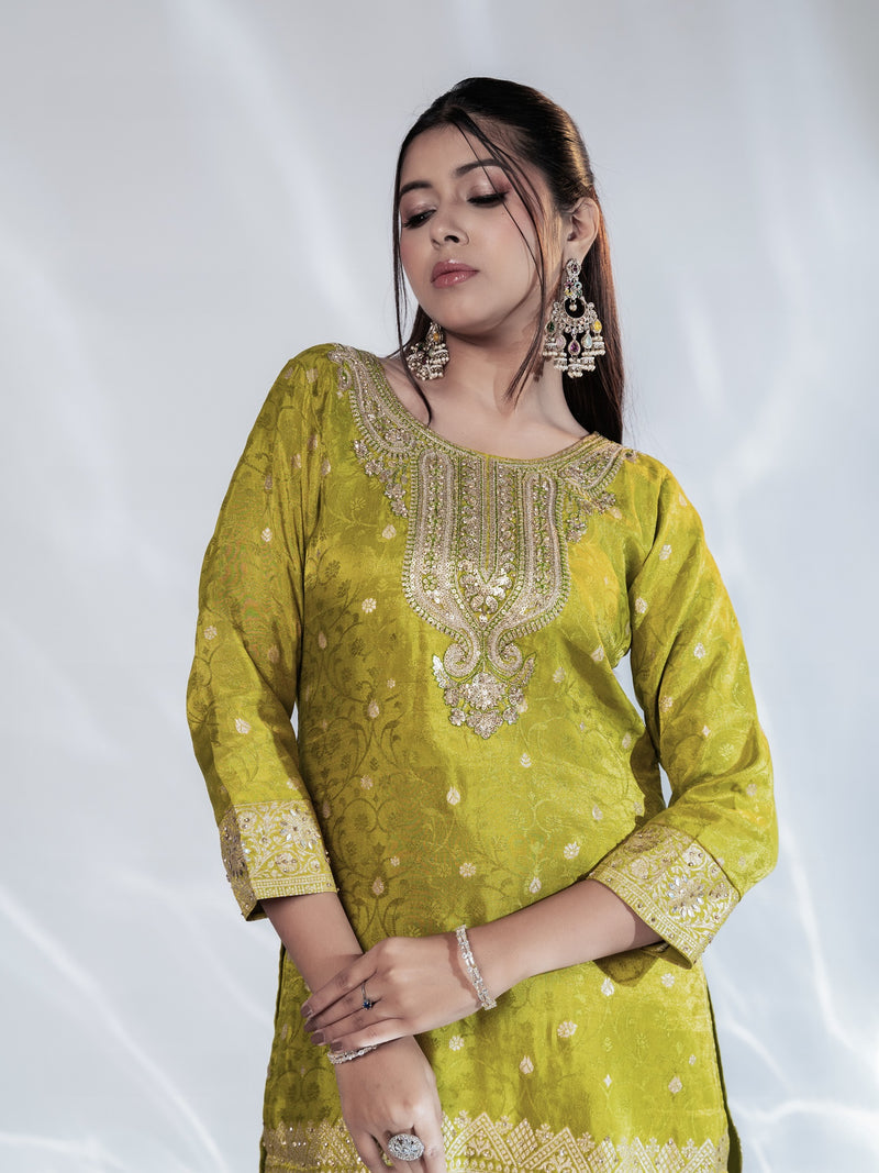 Zari-Weave Banarasi Festive Sharara Suit Set