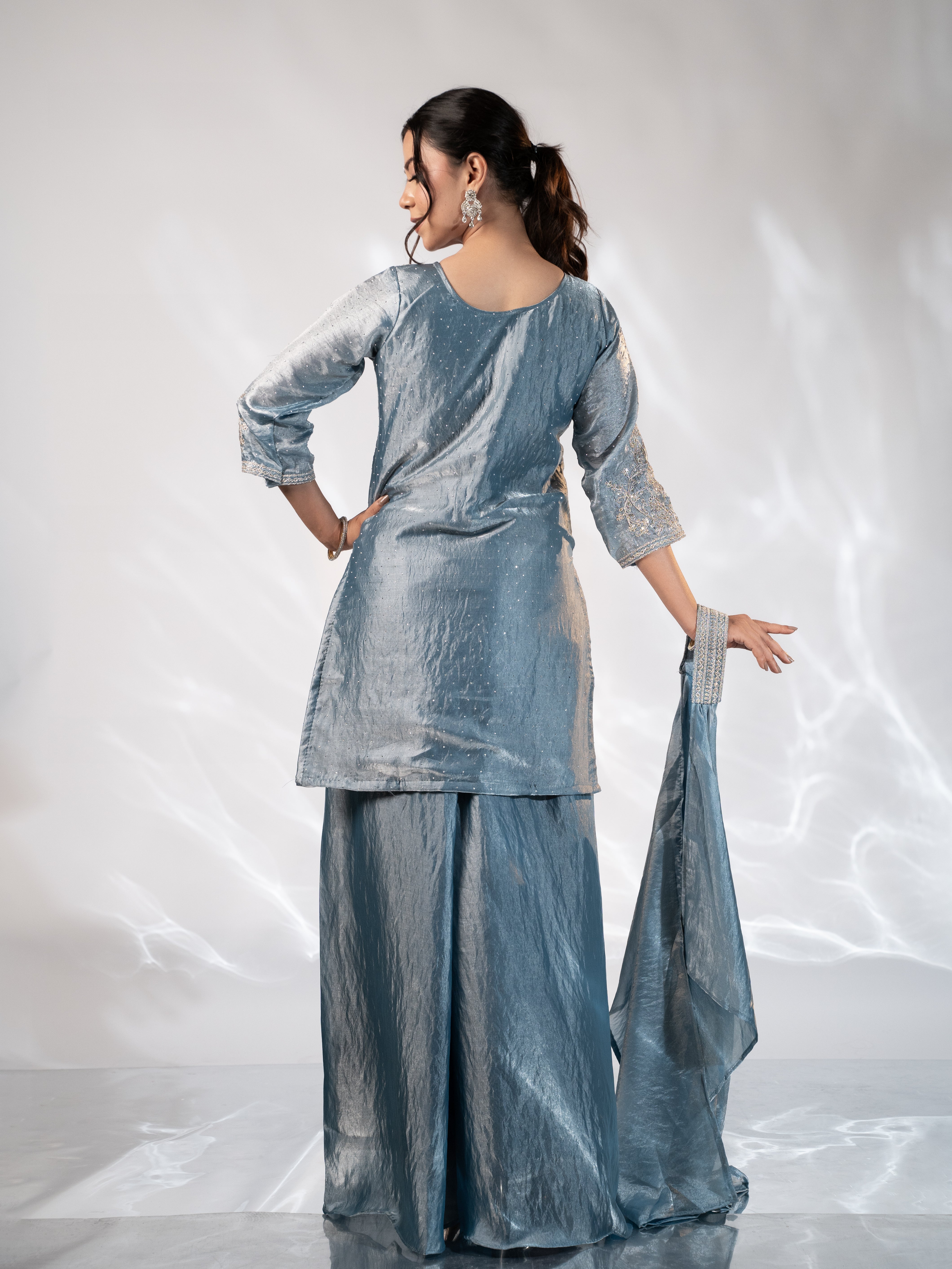 Luxe Glitter Zari-Embroidered Sharara Suit Set