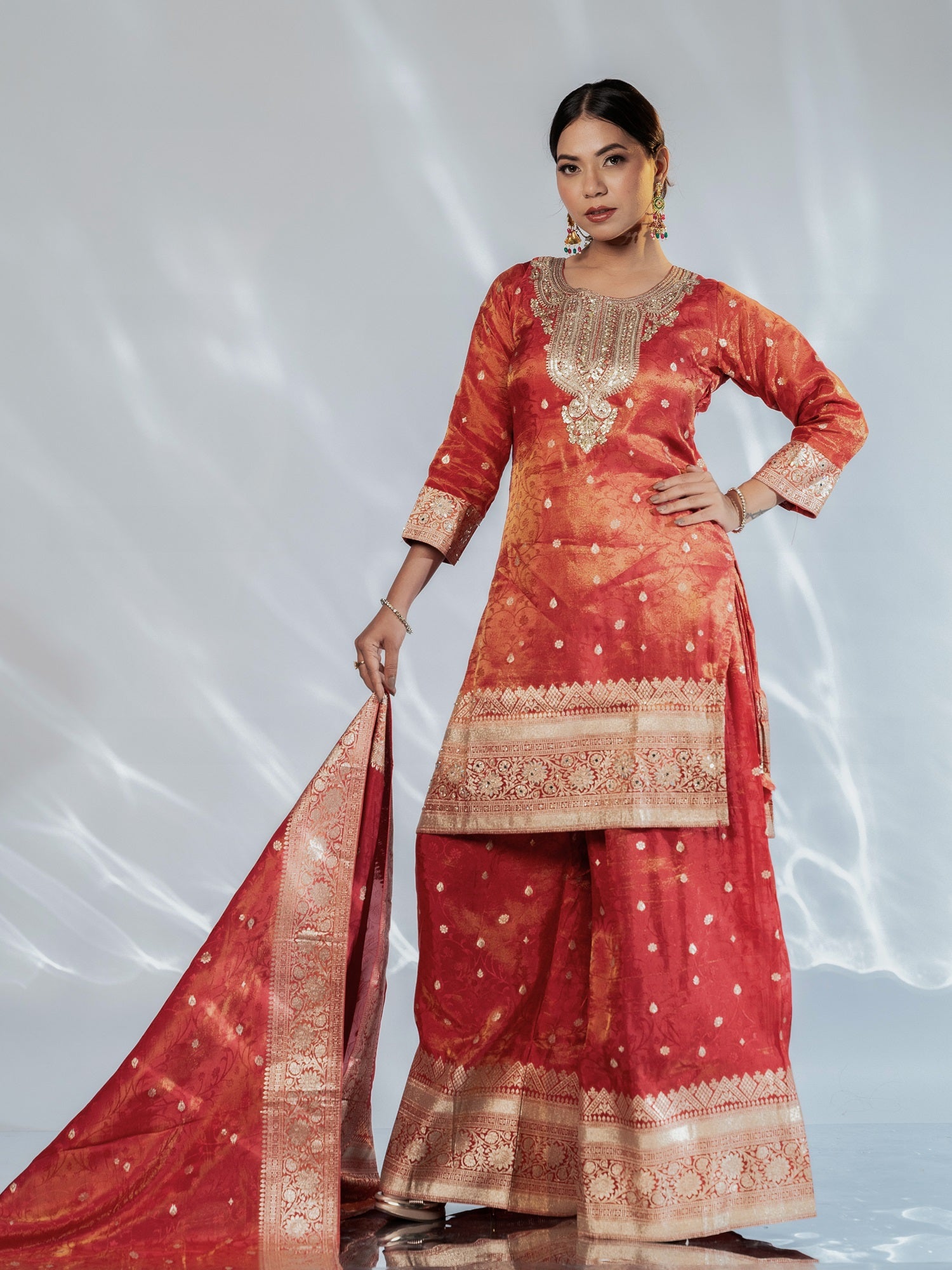 Zari-Weave Banarasi Festive Sharara Suit Set