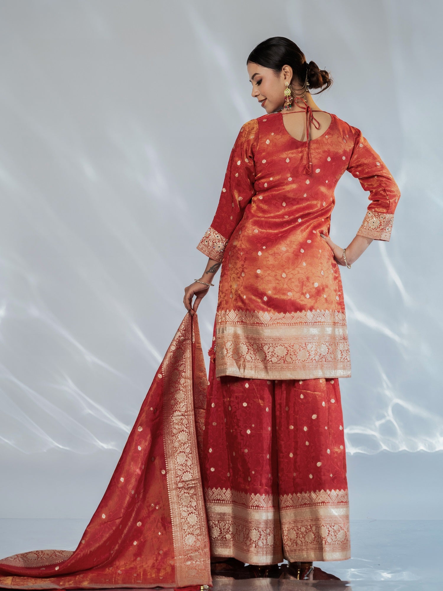 Zari-Weave Banarasi Festive Sharara Suit Set