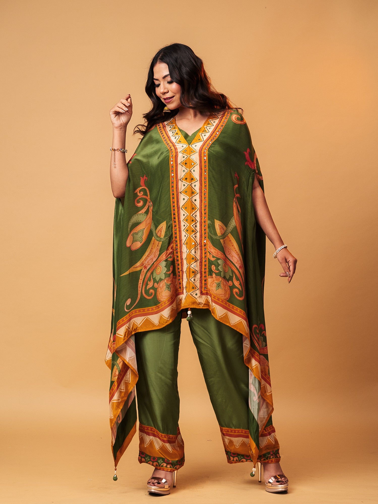 Forest Royale Printed Kaftan Co-ord Set