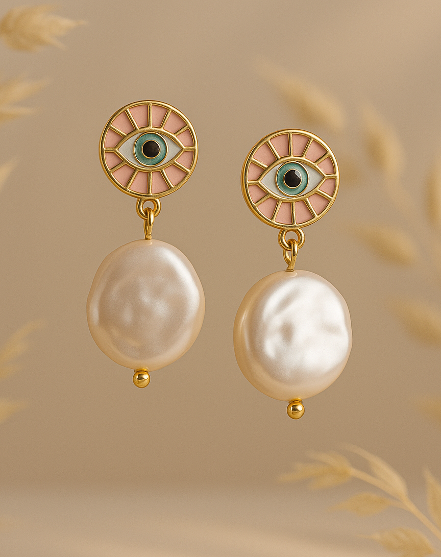 Evil-eye Pearl-Drop Earrings