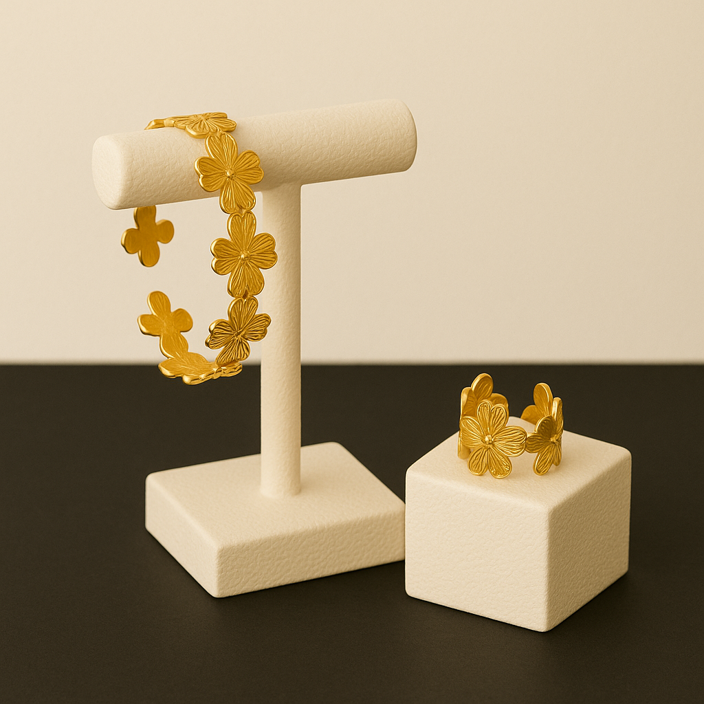 Golden Blossom Bracelet & Ring Set