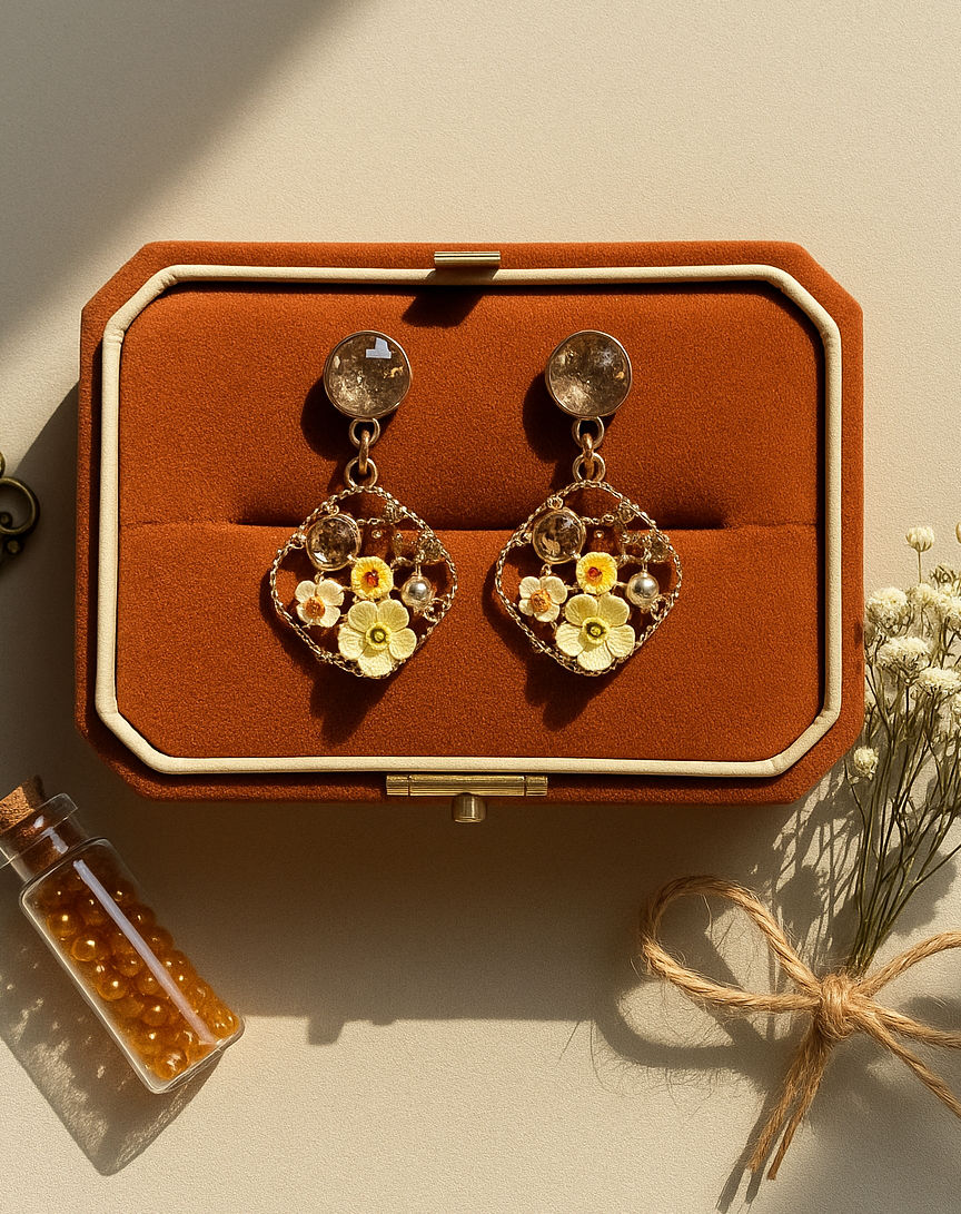 Honey Vintage Floral Drop Earrings