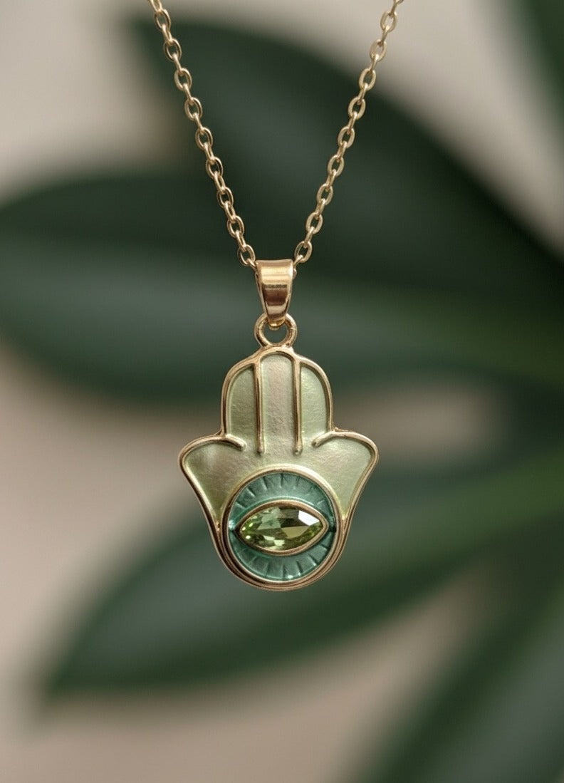 Golden Hamsa Aura Necklace