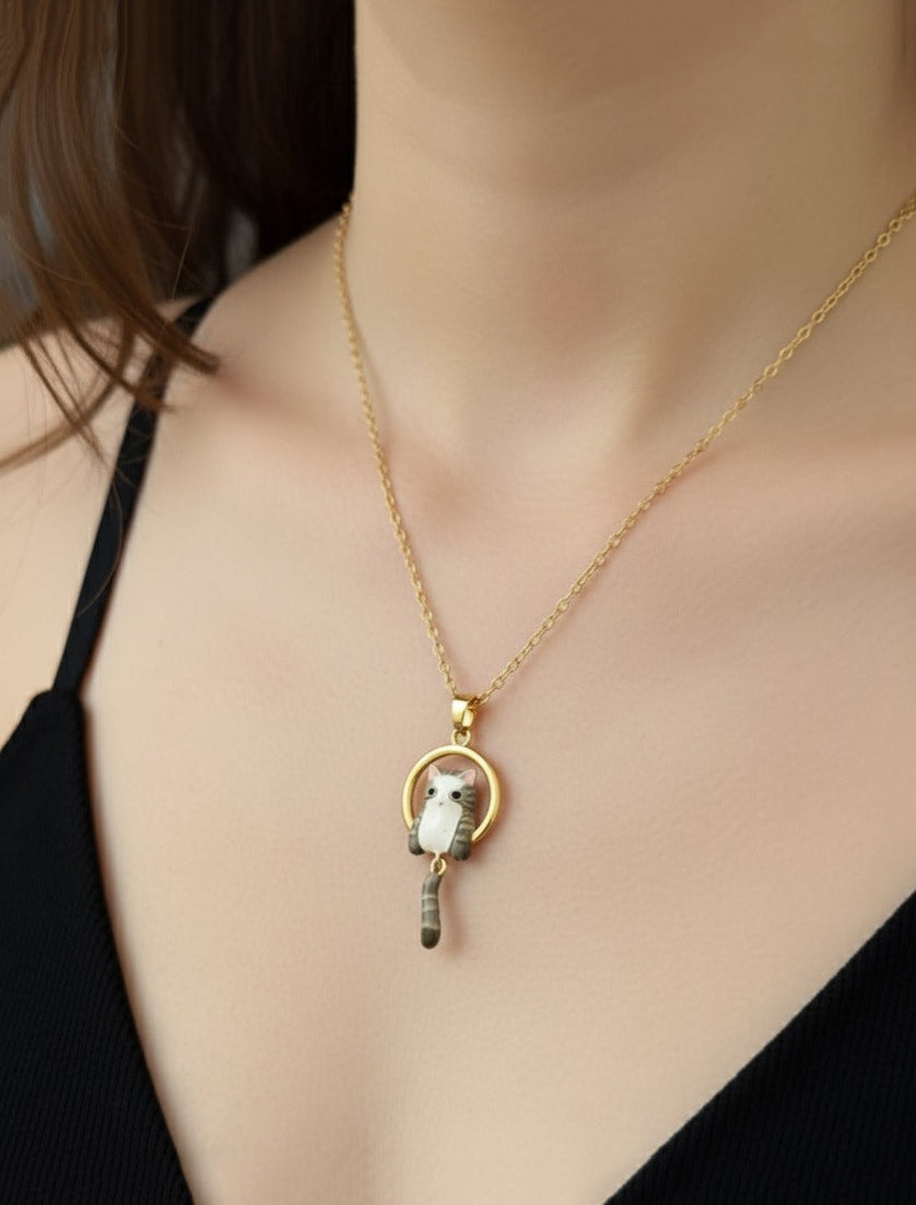 Whisker Charm Cat Pendant Necklace