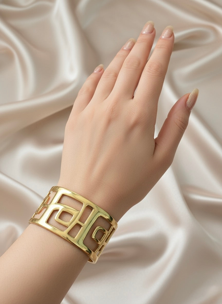 Golden Maze Cuff Bracelet
