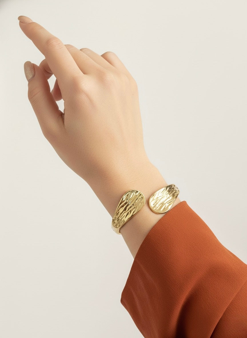 Aurora Hammered Open Cuff Bracelet