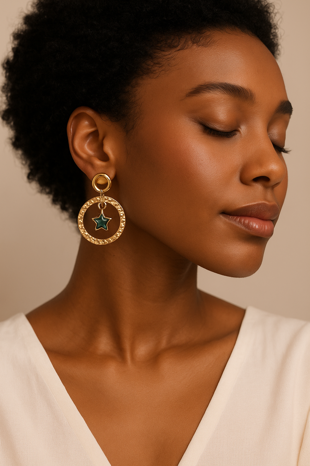 Emerald Star Orbit Drop Earrings