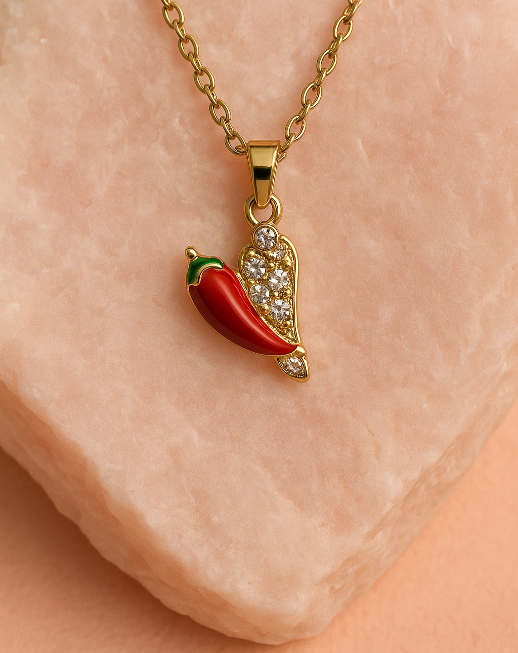 Crystal Chili Charm Necklace