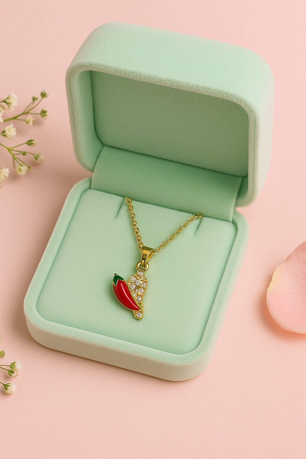 Crystal Chili Charm Necklace