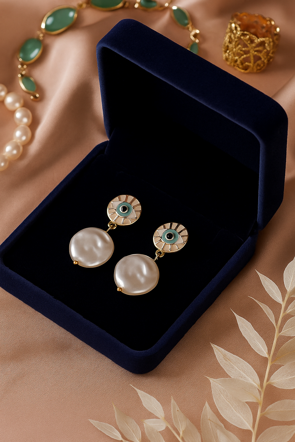 Evil-eye Pearl-Drop Earrings