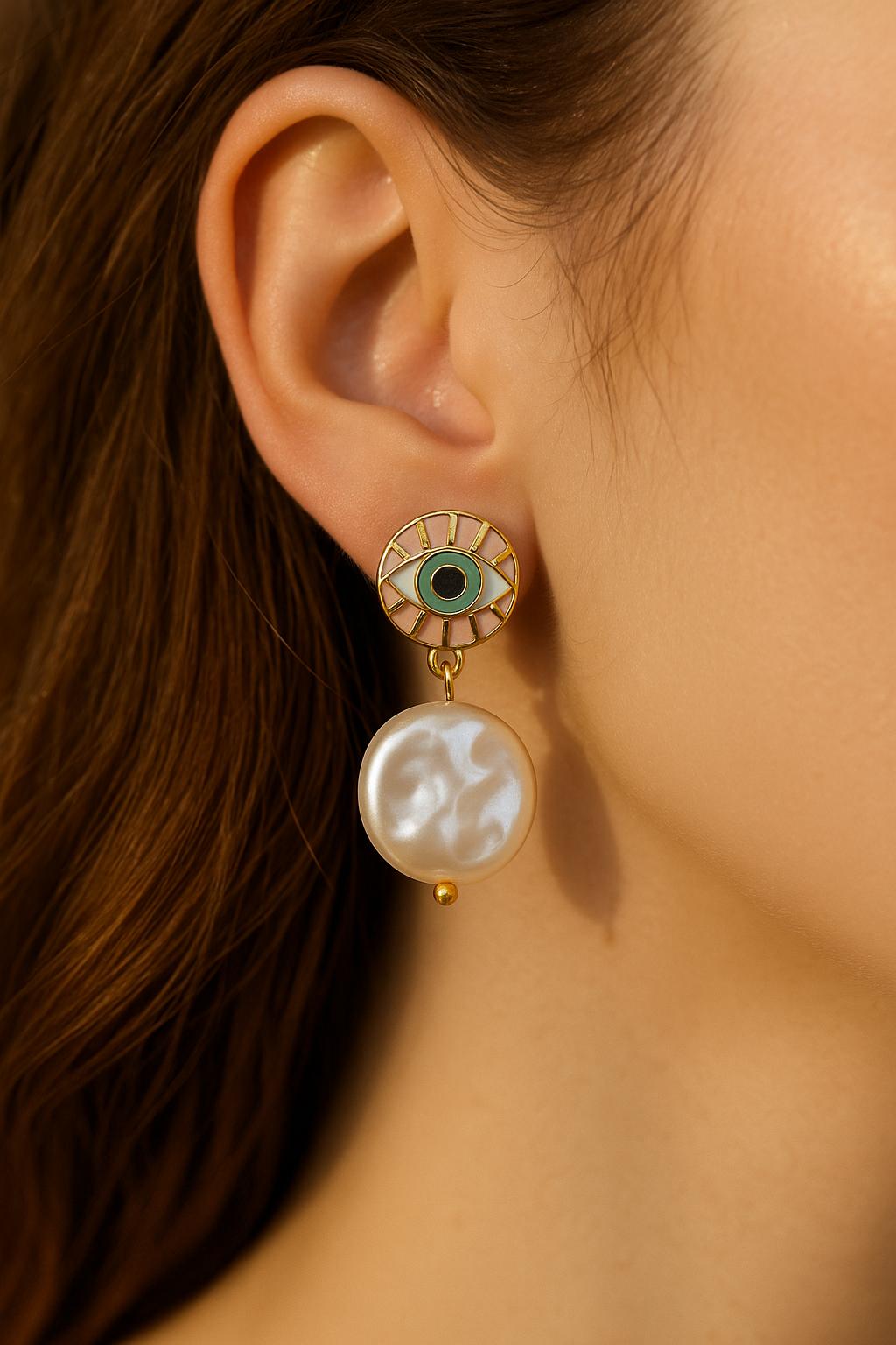 Evil-eye Pearl-Drop Earrings