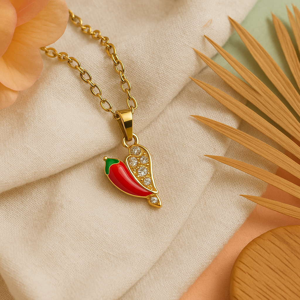 Crystal Chili Charm Necklace