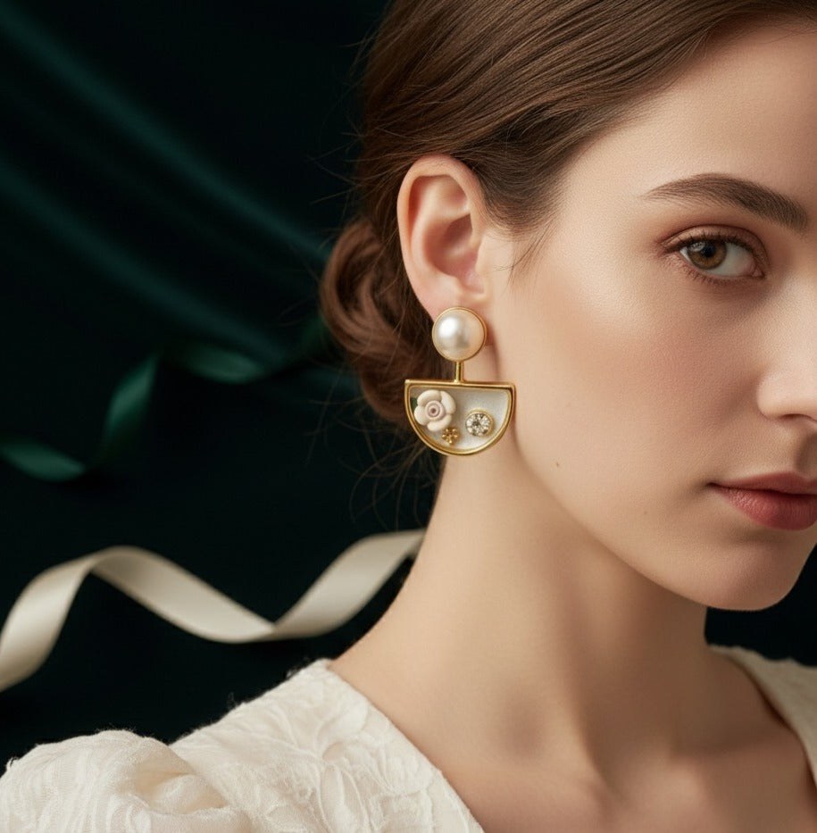 Blossom Pearl-Top Drop Earrings