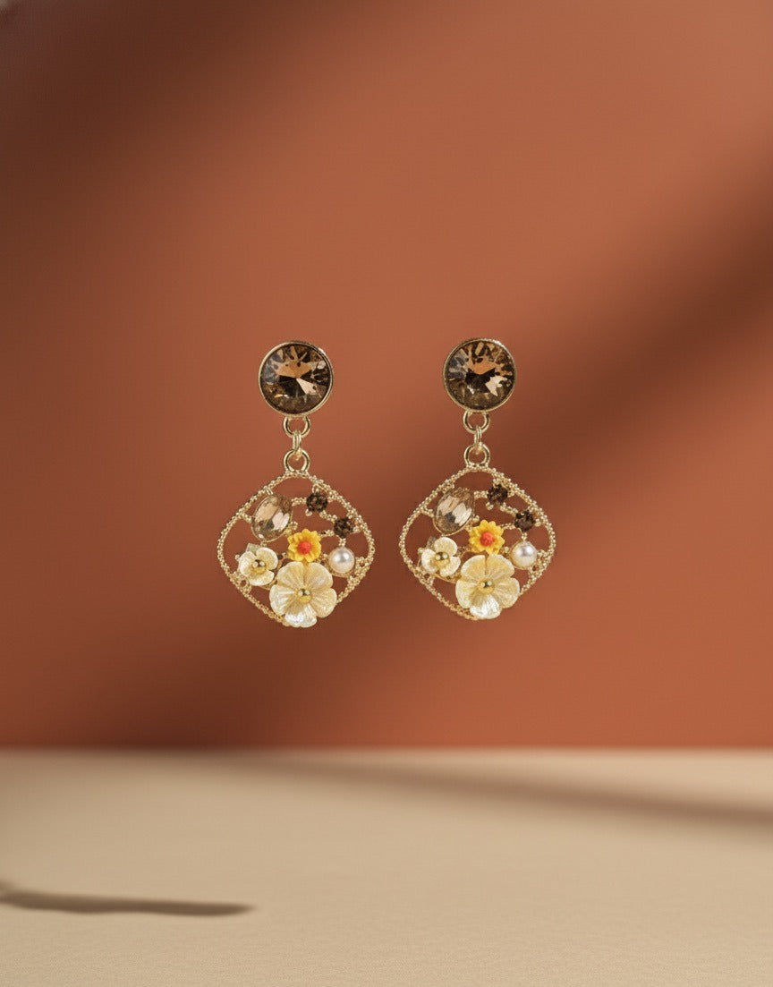 Honey Vintage Floral Drop Earrings